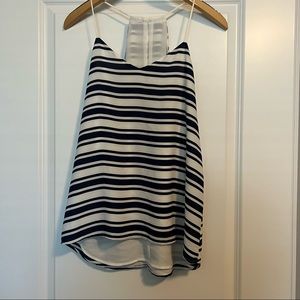 Reversible navy and white striped tank
